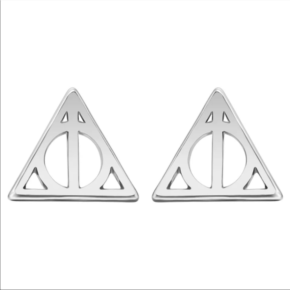 Silver Deathly Hallows Earrings - Picture 1 of 1